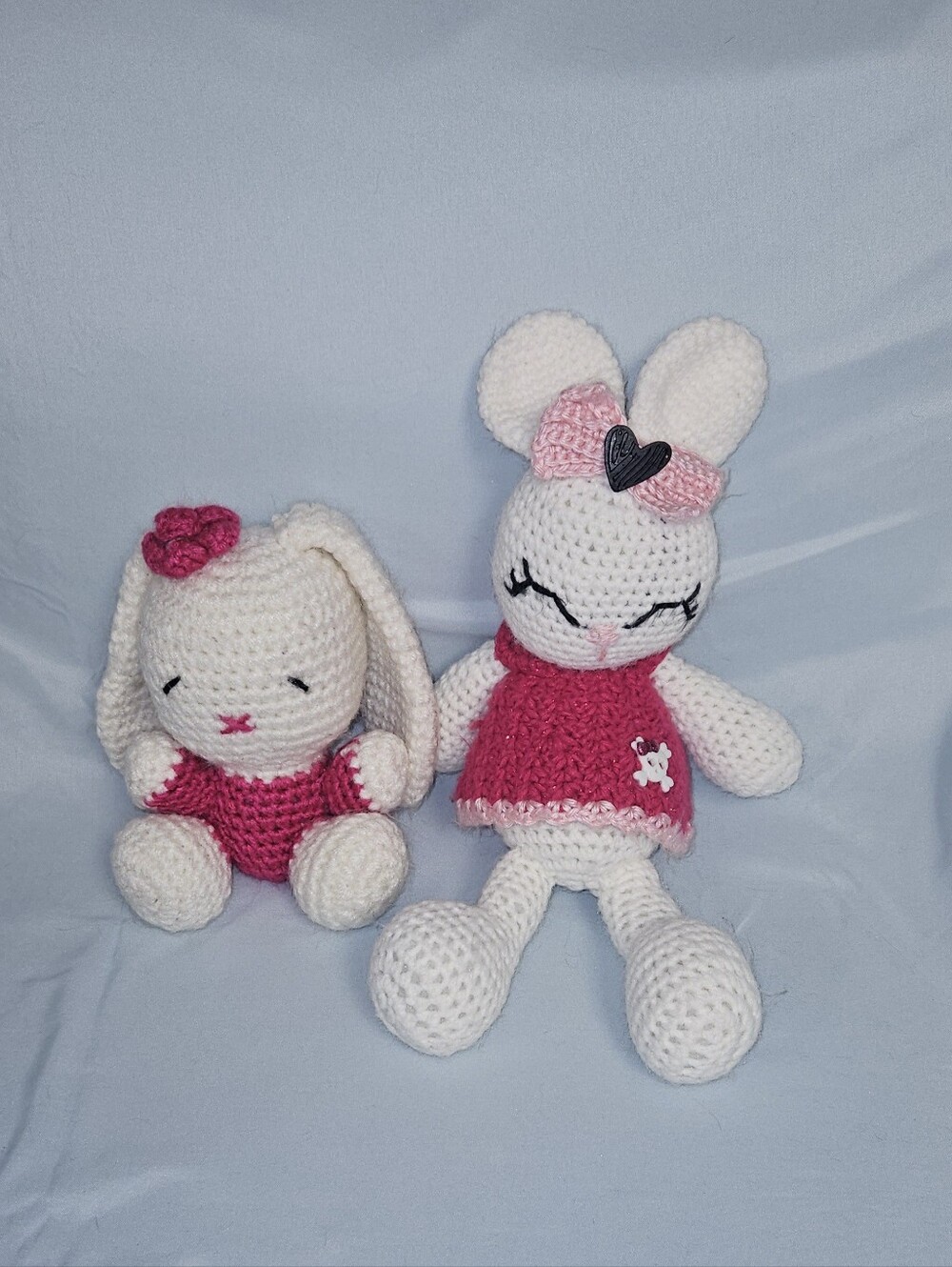 Crocheted Amigurumi Bunnies "Big Sister And Little Sister"